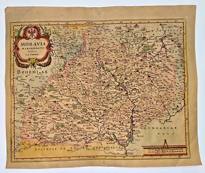 Moravia 1640 Matthaus Merian & Comenius Unusual Antique Map 17th Century • £182.07