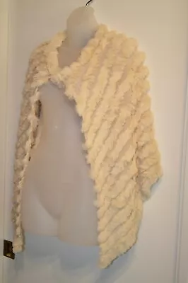 Black Rivet NWT Shawl Cover Up Sweater Rabbit Fur Trim Off White Cream Winter • $22.95