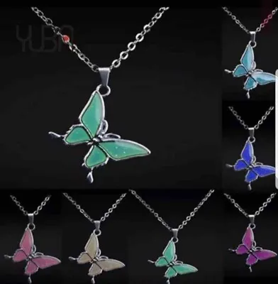 2 Butterfly Mood Necklaces Changes Colors Emotion Feeling Temperature Control. • $25