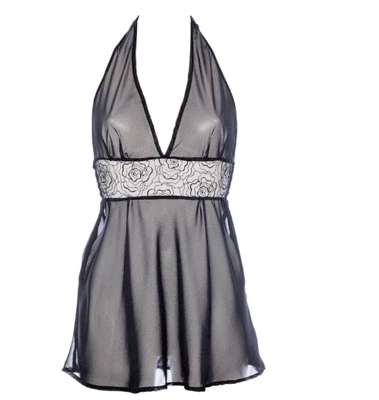 £4.99 • Buy Sexy Black Chiffon See Through Halterneck Babydoll Negligee