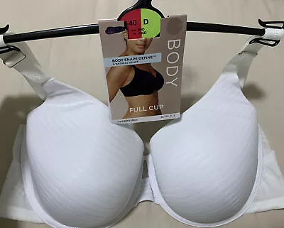 Ex M&S BODY SHAPE DEFINE UNDERWIRED  NATURAL UPLIFT FULL CUP Bra WHITE Size 40D • £13.99