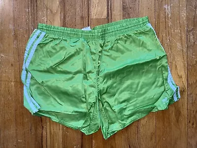 Adidas Nylon Shorts Vintage 80’S D7 LARGE Sprinter Shiny Satin Retro Glanz • $46.99