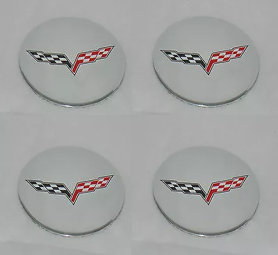 $39.99 • Buy Set Of 4 Chevy Corvette Z06 C6 Flags Wheel Rim Center Cap Emblem 55mm Diameter