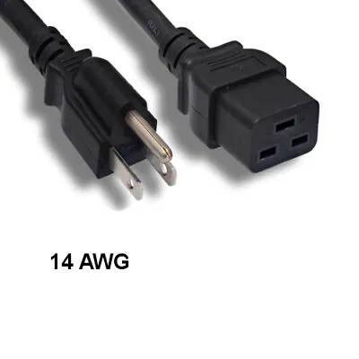 KNTK 6ft AC Power Cord NEMA 5-15P To IEC-60320 C19 14 AWG 15A 125V SJT Cable • $17.04