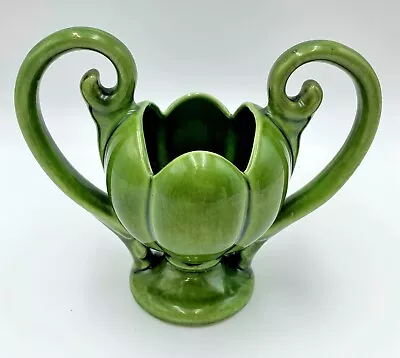 Vintage Small Green Camark Vase Double Handles #505 • $30