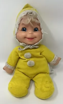 Mattel Itsy Bitsy Baby Beans Doll Hard Face Yellow Outfit Nutshells WELL LOVED • $15.20