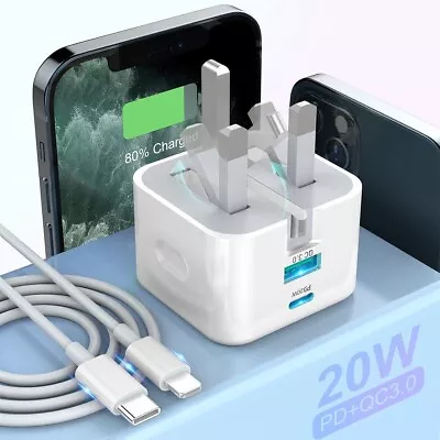 £3.25 • Buy For IPhone 14 13 12 11 Pro XR XS Fast Charging 20W USB-C PD Plug Charger Cable