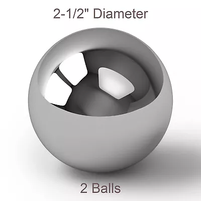 Two 2-1/2  Inch G25 Precision Chromium Chrome Steel Bearing Balls AISI 52100 • $47.25