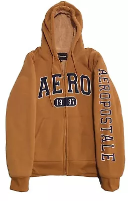 Aeropostale Fleece-lined Hoodie Beige Full-zip Men's Medium Warm • $14.99