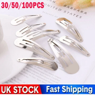 £3.99 • Buy DIY Metal Hair Clips Snap Hairpins Slides Women Girls Kids Baby School Grip Set