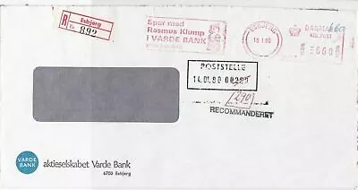 Denmark 1980 Aktieselskabet Varde Bank Regd Airmail Meter Mail Stamp Cover 29987 • $9