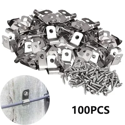100PCS Wire Mesh Clip Galvanised Steel Screw Fixing Hole Welded Wire Mesh Panel • £10.18