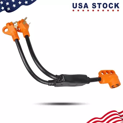 RV Power Y Splitter Power Cord (2) 30 Amp Male Plug To 50 Amp Female Connector • $29.99