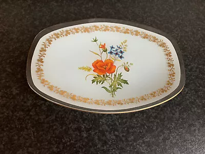 Vintage Glass Plate With Transfer Painted Flower • £4.50