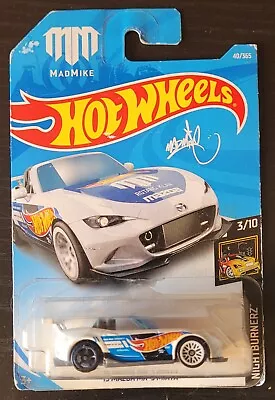 2017 Hot Wheels Mad Mike Nightburnerz White '15 Mazda Mx-5 Miata 40/365 • $8.48