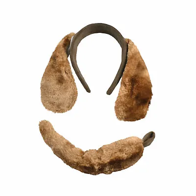 Brown Plush Dog Ears And Tail Set Fancy Dress Headband Animal Puppy Accessory • £6.99