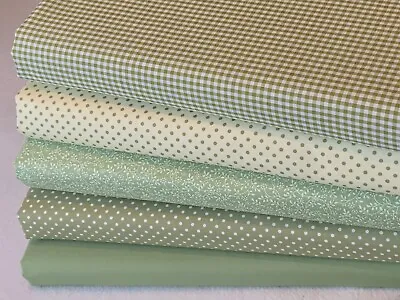 100% Cotton Fat Quarter Bundle Basics Blenders Quilting Patchwork Green B G • £10.10
