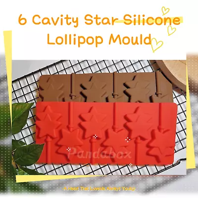 6 X Silicone Twin Star Lollipop Chocolate Mould Ice Cube Jelly Lolly Kids Fun UK • £3.59