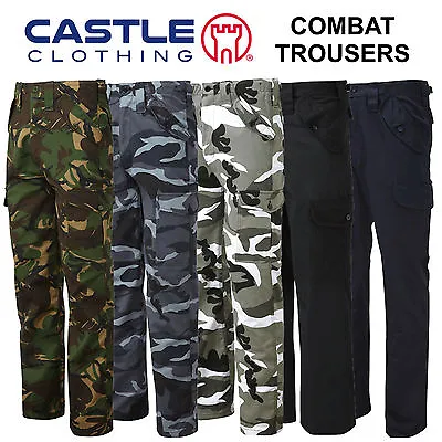 Mens Cargo Combat Work Trousers Army Military Camo Camouflage Blue Castle 901 • £18.49