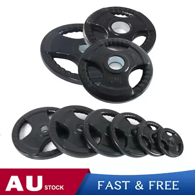 Standard Weight Plates 1.25kg-20kg Tri-grip Rubber Plate 28mm Gym Weight Set • $26.99