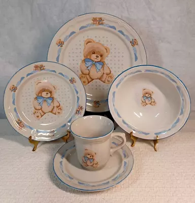 ~ Vintage Tienshan Stoneware Teddy Bear Dishes ~ 4 Place Settings • $100