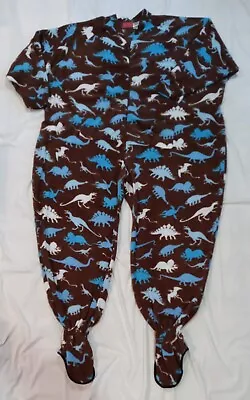 Footie Factory Men's Size 8XT Dinosaur Drop Bottom  Zip Front Fleece Sleepwear • $24