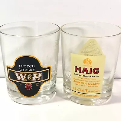 2x Vintage Whisky Tumblers Advertising Haig Scotch W&P Scotch • £7.69