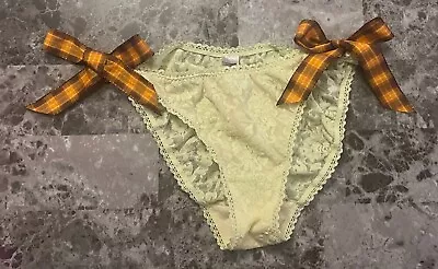 Nwt Victoria's Secret M Green Lace Side Tie Plaid Ribbon Rare Bikini Panties • £53.02