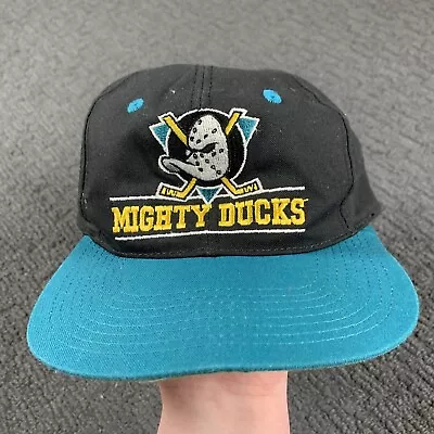 Vintage NHL Anaheim Mighty Ducks Snapback Hat Logo Teal Bill 90s CA Hockey • $58.11