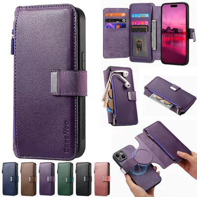 For IPhone 15 14 13 12 11 Pro Max XR MagSafe Magnetic Leather Wallet Case Cover • $22.99