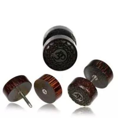 PAIR DARK TAMARIND WOOD FAKE INLAY OM CHEATER PLUGS 18g PLUG 2G HEADS  • $11.99