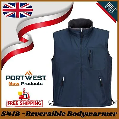 Portwest Ripstop Reversible Bodywarmer Fleece Lined Winter Work Wear S418 Coat • £26.99