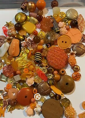 Acrylic & Resin Flower Beads Gems BUTTONS ORANGE MIX Card Making Embellishments • £2.50