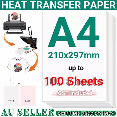 $6.85 • Buy 20-100 Sheets A4 Iron Heat Transfer Paper For Non-Cotton T-shirt Inkjet Printer