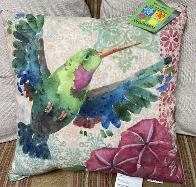 NEW MANUAL WOODWORKERS & WEAVERS Hummingbird Throw Pillow Vibrant Print 18”x18” • $29.99