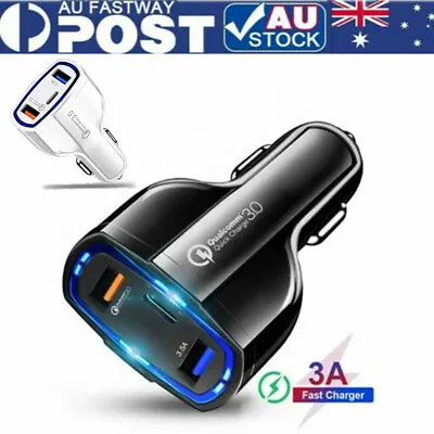 3 Port USB & Tpye C Fast Car Charger 3.1A USB Quick Charger QC3.0 Lighter Socket • $9.50