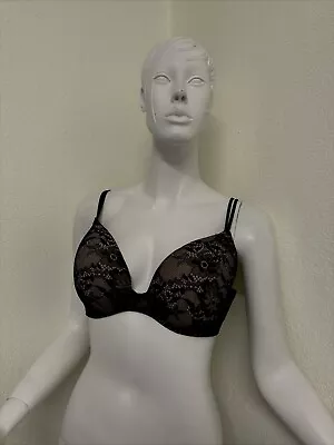 Victoria's Secret Angels Secret Embrace Wireless Black Lace Bra 34DD • $22