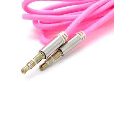 1m AUX Cable 3.5mm Jack Stereo Plug Braided Male Audio Auxiliary Lead CAR IPHONE • £2.75