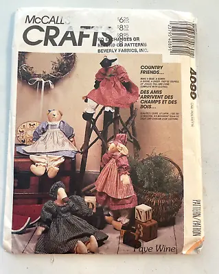 Stuffed Bear Rabbit Goose Lamb & Clothes Sewing Patterns McCall's 4089 UNCUT • $5.20