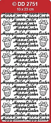 DD2751: Happy Easter 7mm (H) 4.5cm (W) + Eggs Peel Off Stickers Card Making • £1.15