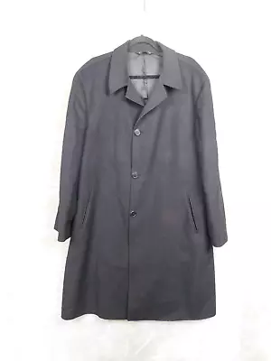 Traveler Collection Trench Coat Jacket 46 Short Black Cashmere TopCoat Long • $52.79