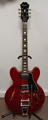 Epiphone ES-335 Pro 6 String Electric Guitar - Cherry Red With Bigsby Tailpiece • $695