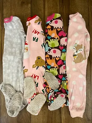 Carter's Toddler Girl 24 Months 2T Footed Fleece Pajamas Lot One Piece Christmas • $14.99