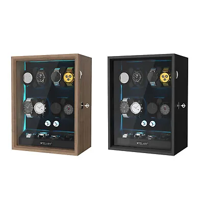 New Automatic 8 Watch Winder LED Light With Extra Storage Box With Quiet Motors • $199.49