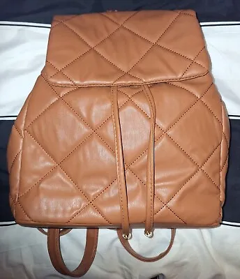 George Tan Brown Quilted Backpack Rucksack Satchel Bag Faux Leather Vgc  • £13.99