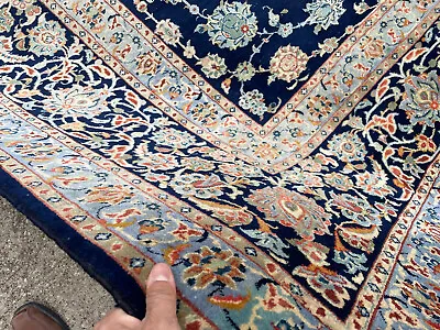 9x12 BLUE ANTIQUE ORIENTAL RUG HAND-KNOTTED WOOL Vintage Handmade Fine Big 9x13 • $3495