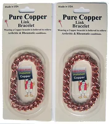 OPEN HEAVY MENS LINK PURE COPPER CUFF BRACELET Jewelry New Linked #JL628 8.5 IN • $18.61