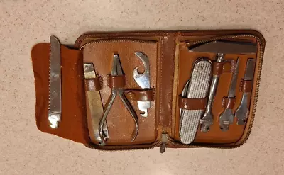 Vintage Solingen Germany 9 Piece Knife & Tool Kit In Leather Case. • $98