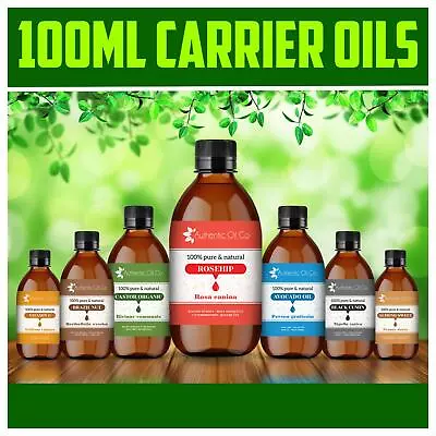 100ml Carrier Oil Aromatherapy Massage Pure Natural Castor Jojoba Rosehip Neem • £6.99