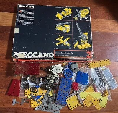 Vintage Meccano Set 3 May Be Incomplete Comes With Instruction Booklets & Key • $80